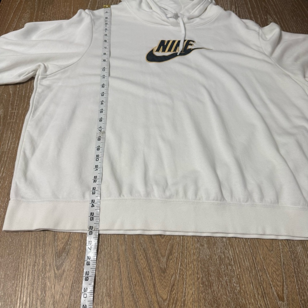 Nike Spellout Swoosh White Hoodie Cotton Blend Sweatshirt Women’s 2X Pullover - Picture 7 of 10